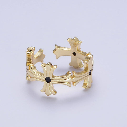 Gold Cross Adjustable Ring