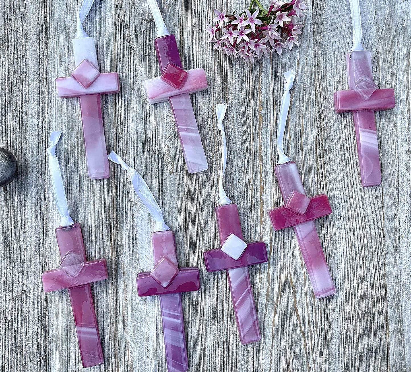 Mother-In-Law Gift USA Handmade Glass Cross