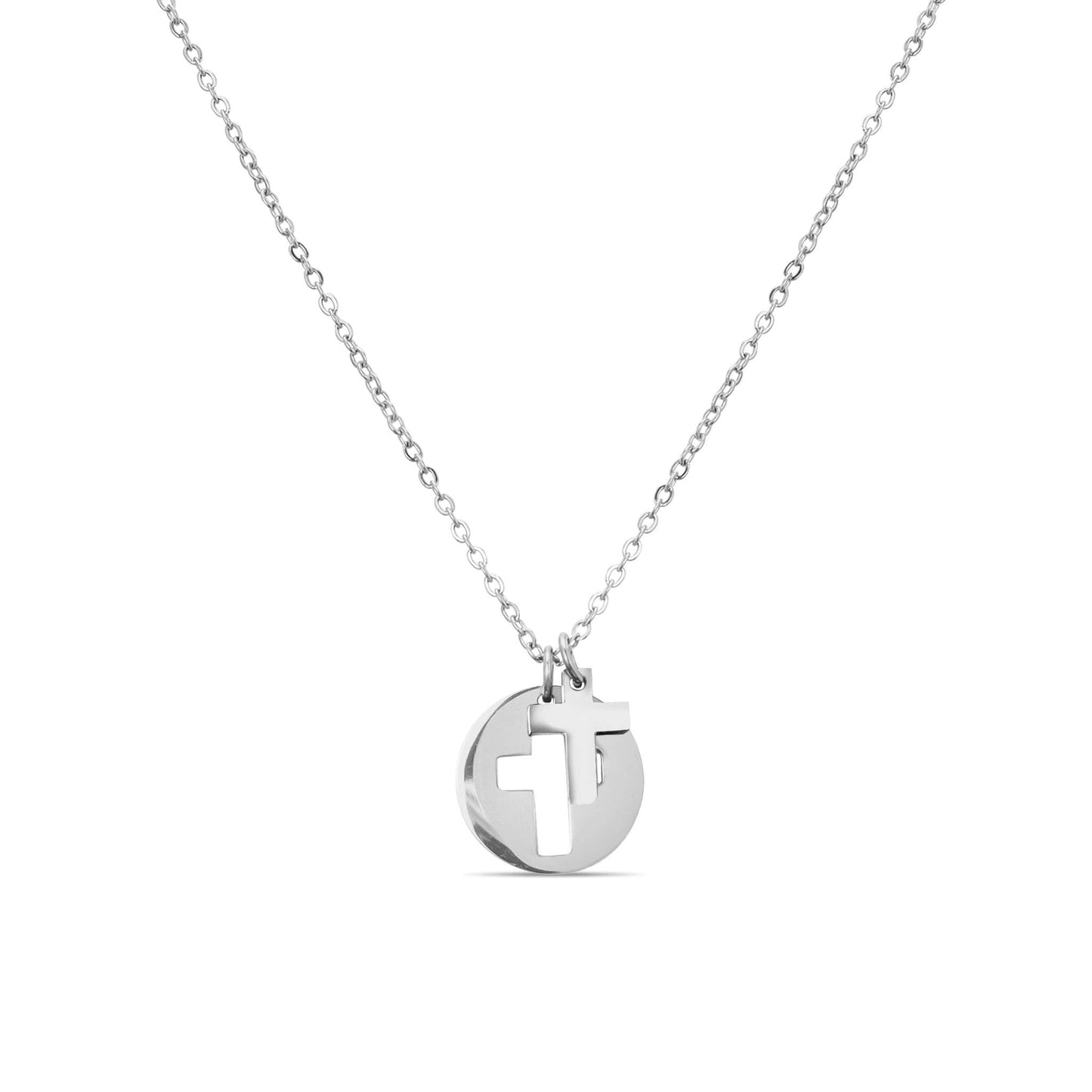 Stainless Steel Cross Cutout Necklace