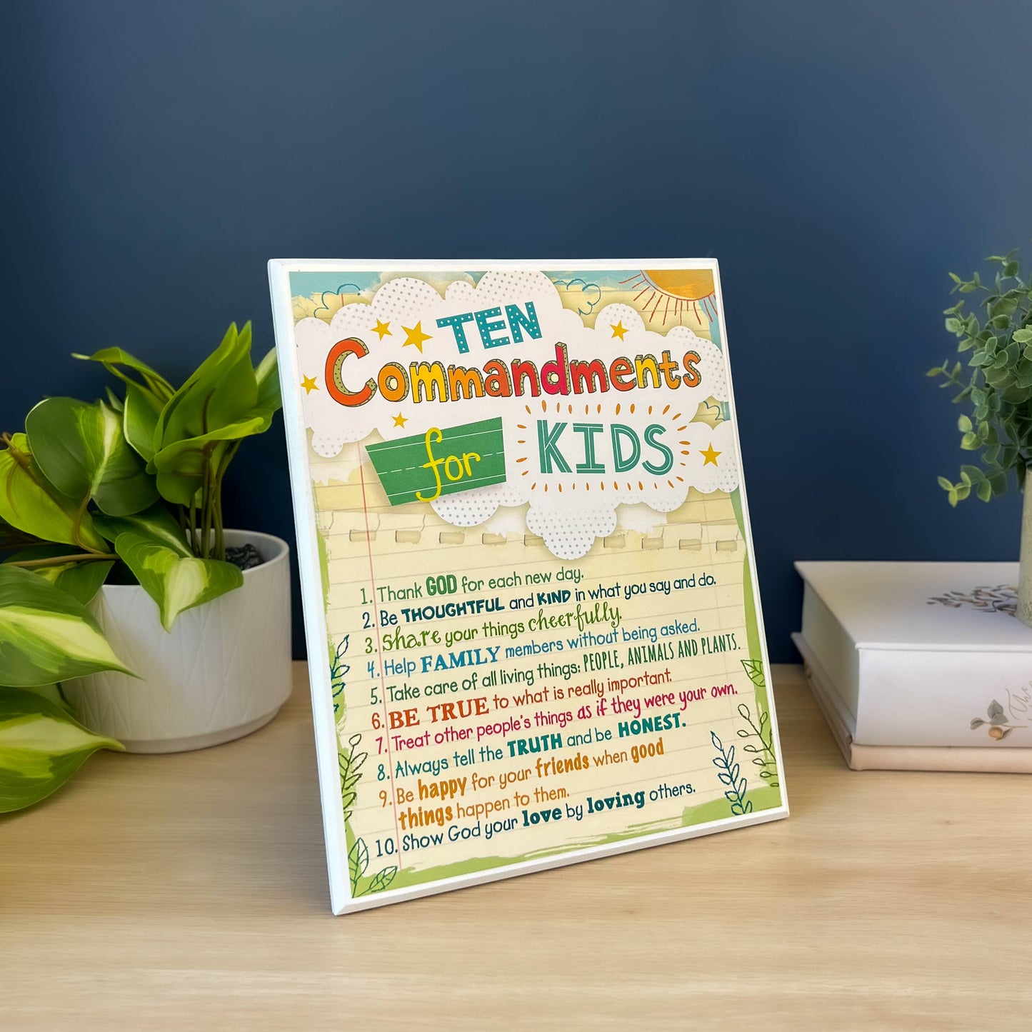 Ten Commandments for Kids Plaque