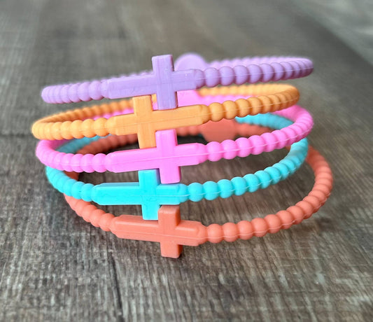 Silicone Cross Bracelet Set of 5