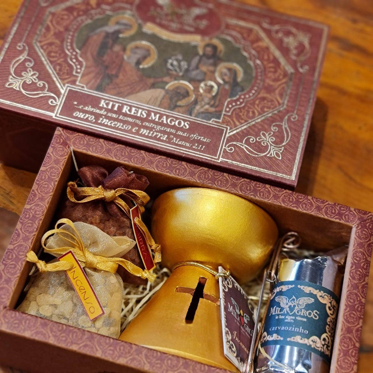 Three Wise Men Biblical Incense Kit — Frankincense, Myrrh, Gold