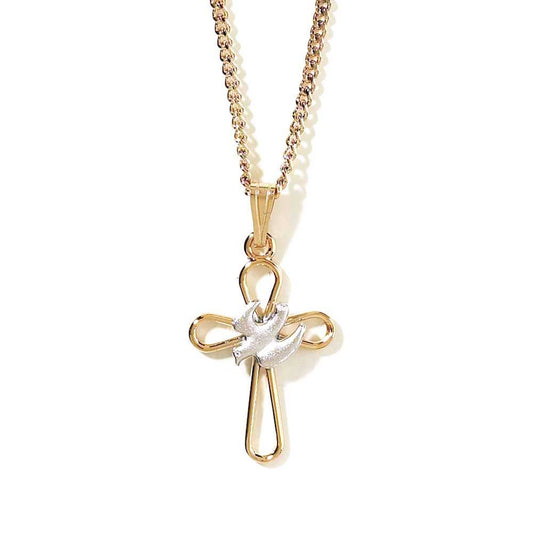 Necklace Small Open Petal Cross Dove