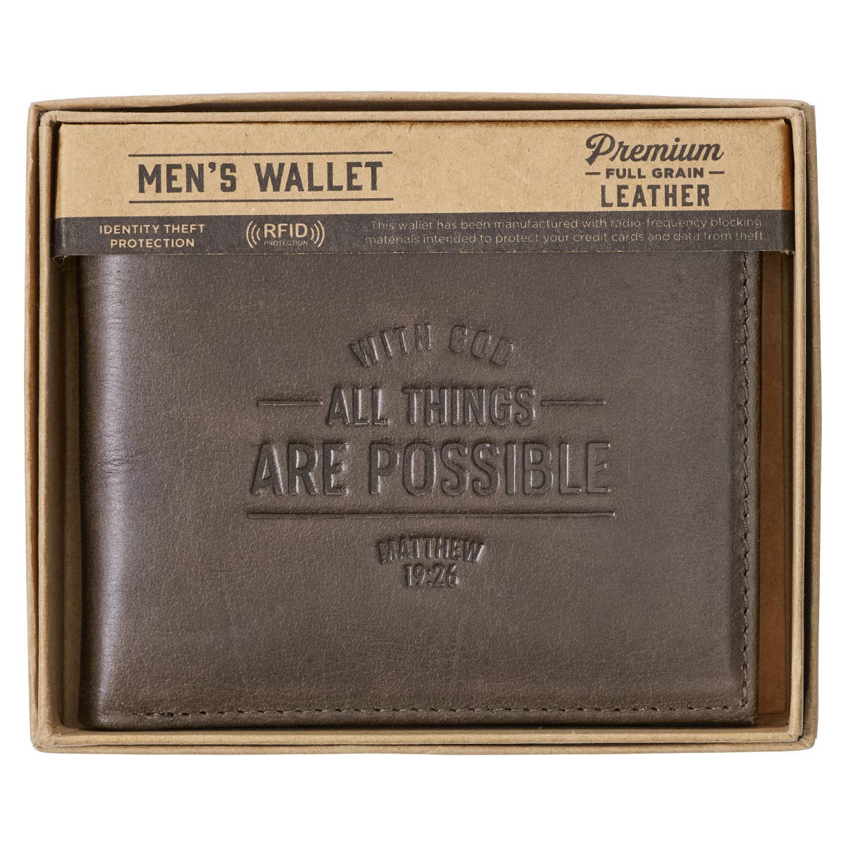 Wallet Leather With God All Things are Possible Matt. 19:26