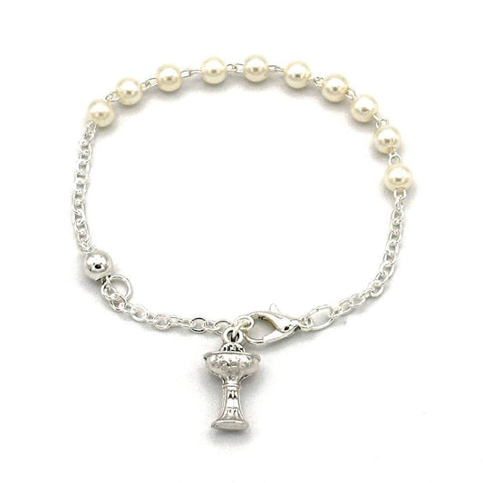 First Communion Pearl Beads Rosary Bracelet