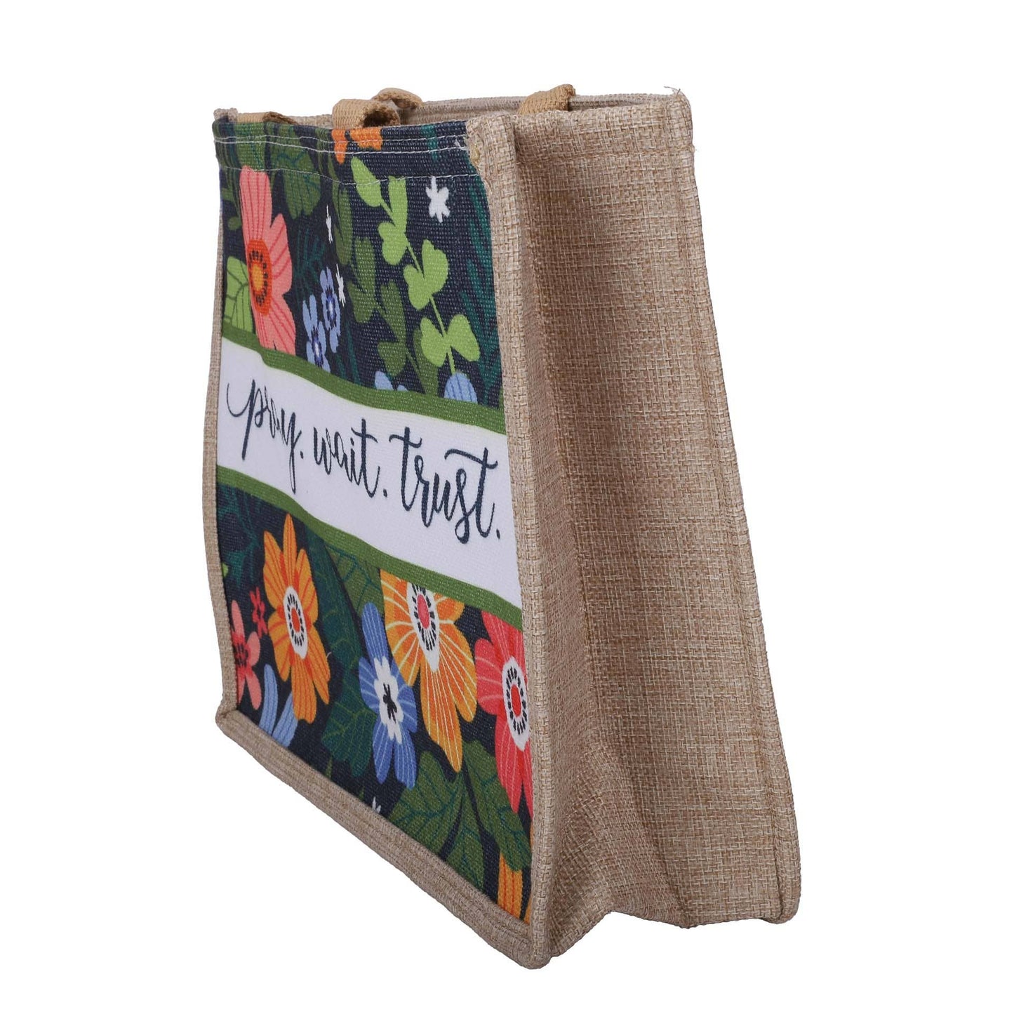 Woven Canvas Tote - Pray Wait Trust