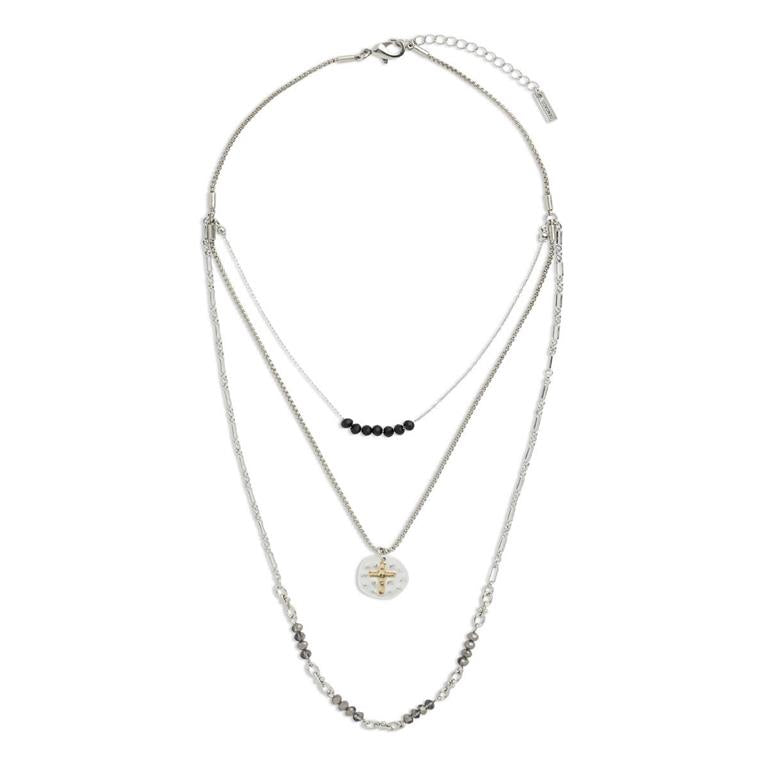 Beaded Prayer Black Necklace - 24in