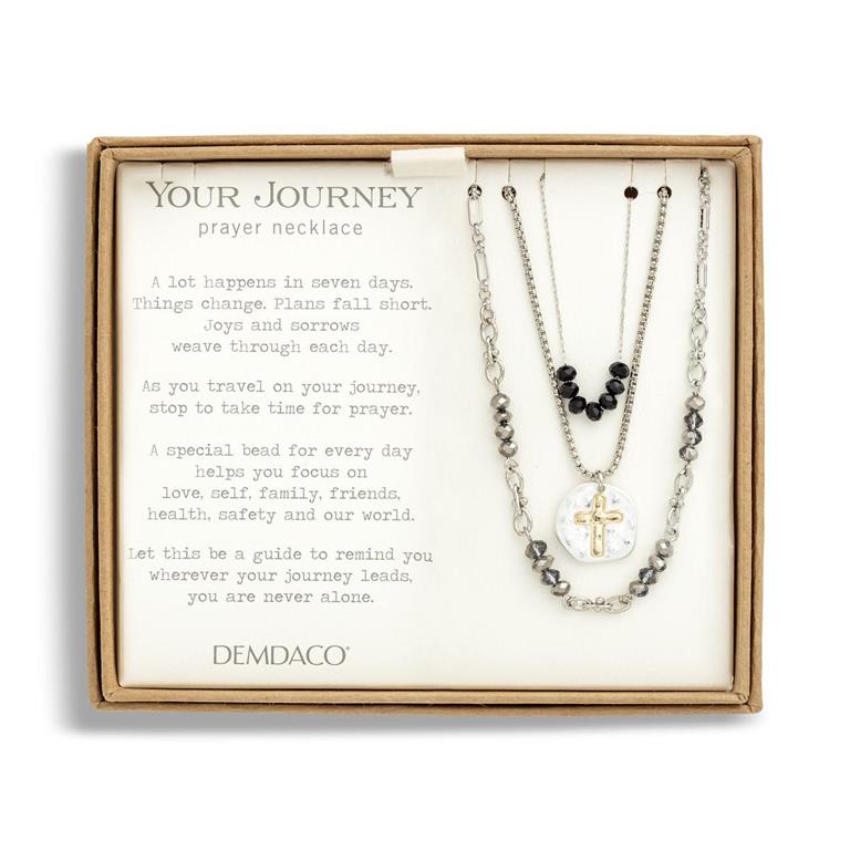 Beaded Prayer Black Necklace - 24in