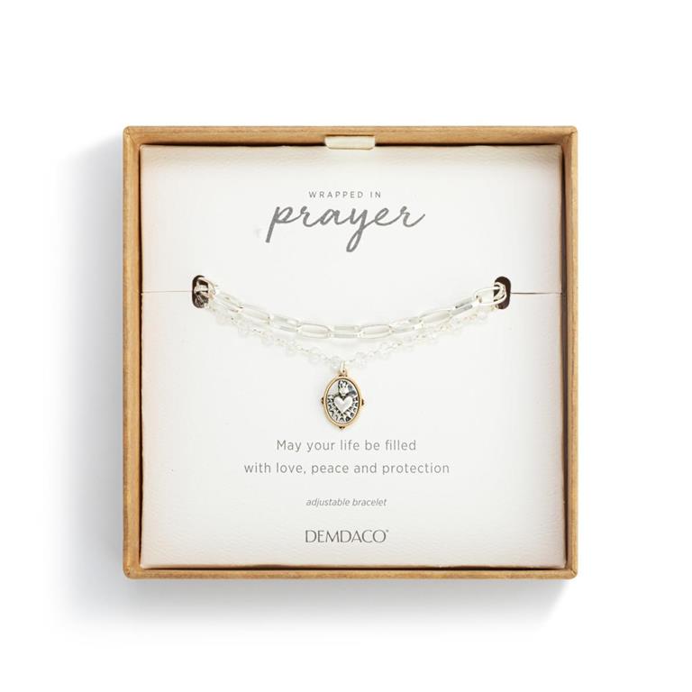 Sacred Heart Silver Bracelet -7in