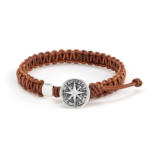 Men's Compass Brown Bracelet - 8.5in