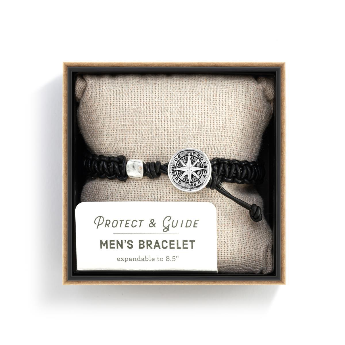 Men's Compass Black Bracelet - 8.5in
