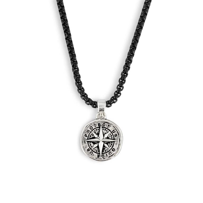 Men's Compass Black Necklace