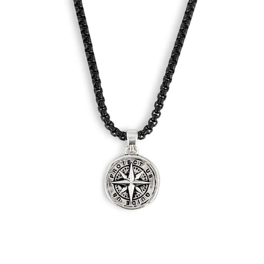 Men's Compass Black Necklace