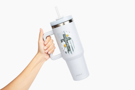 Faith Cross Daisies 40oz Tumbler w/ Handle