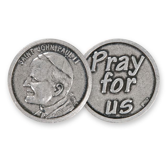 Saint John Paul II with Pray for Us Pocket Token