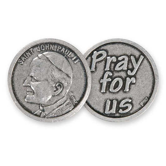 Saint John Paul II with Pray for Us Pocket Token
