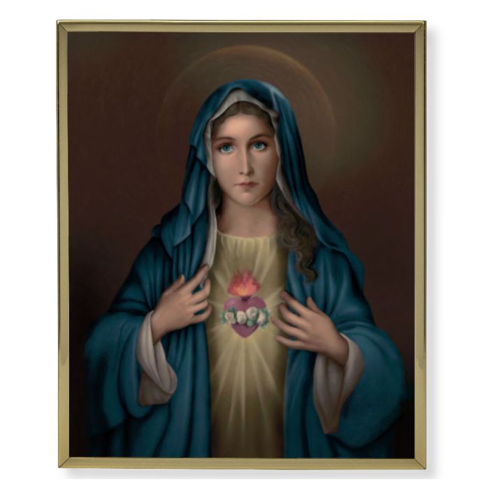 11" x 14" Gold Plaque Frame with a Immaculate Heart of Mary (Dark) Print