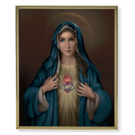 11" x 14" Gold Plaque Frame with a Immaculate Heart of Mary (Dark) Print