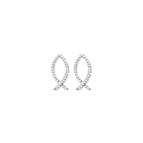 Sterling Silver Fish Earrings with Cubic Zirconia Stones