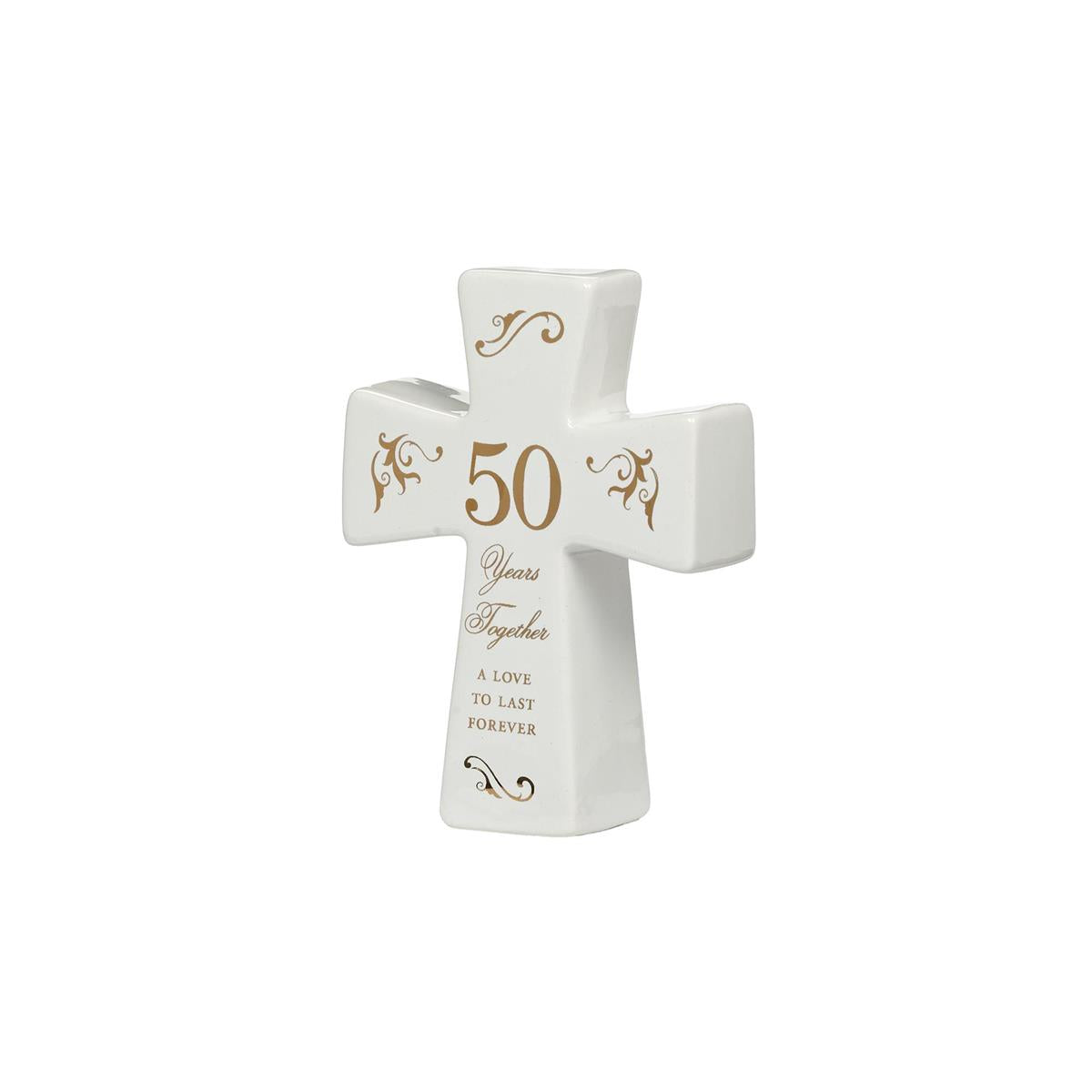 4.5"H 50TH ANNIVERSARY CROSS CERAMIC