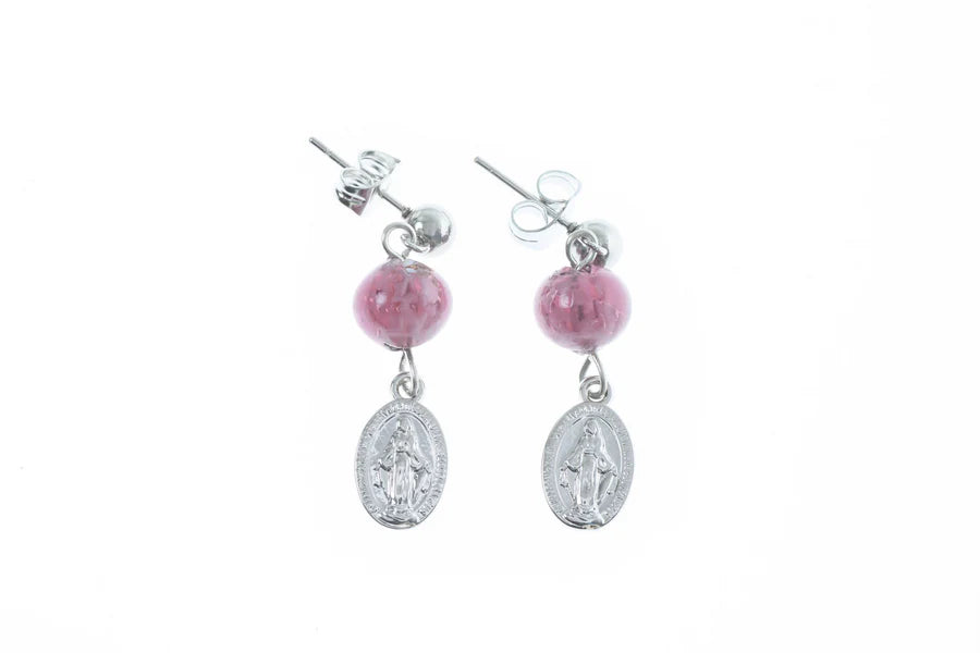 Genuine Murano Earrings w/ Amethyst Color Beads