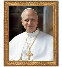 Pope Leo XIV Print in Cherry Frame