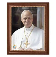 Pope Leo XIV Print in Dark Walnut Frame