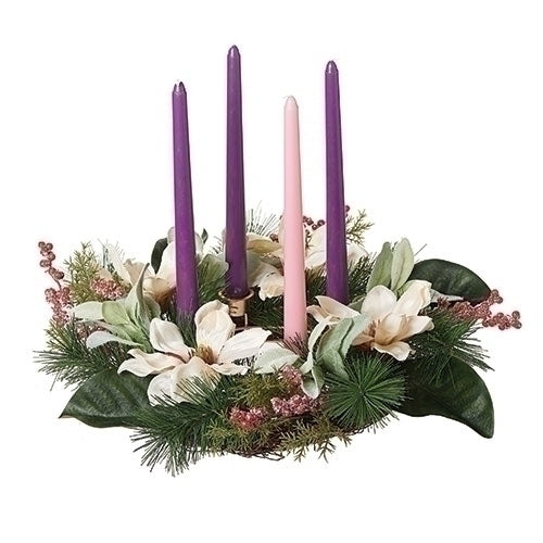 16"DIA MAGNOLIA CHRISTMAS TABLE WREATH (CANDLES NOT INCLUDED)