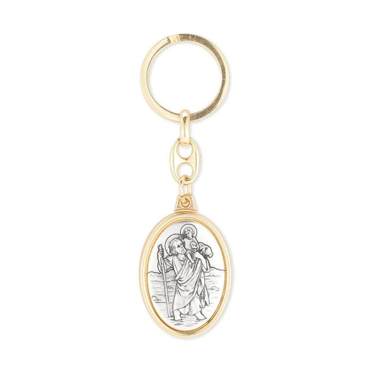 Saint Christopher Two-tone Keychain