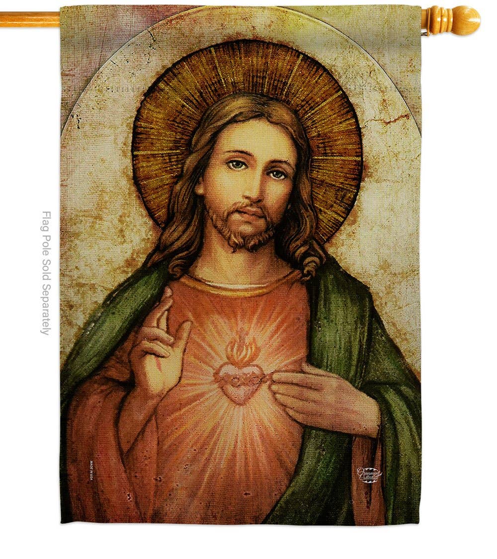 Sacred Heart of Jesus Religious Faith Decor Flag