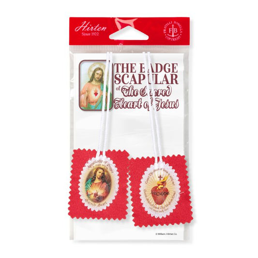 Large Red Felt Sacred Heart on Clothe with White Cords
