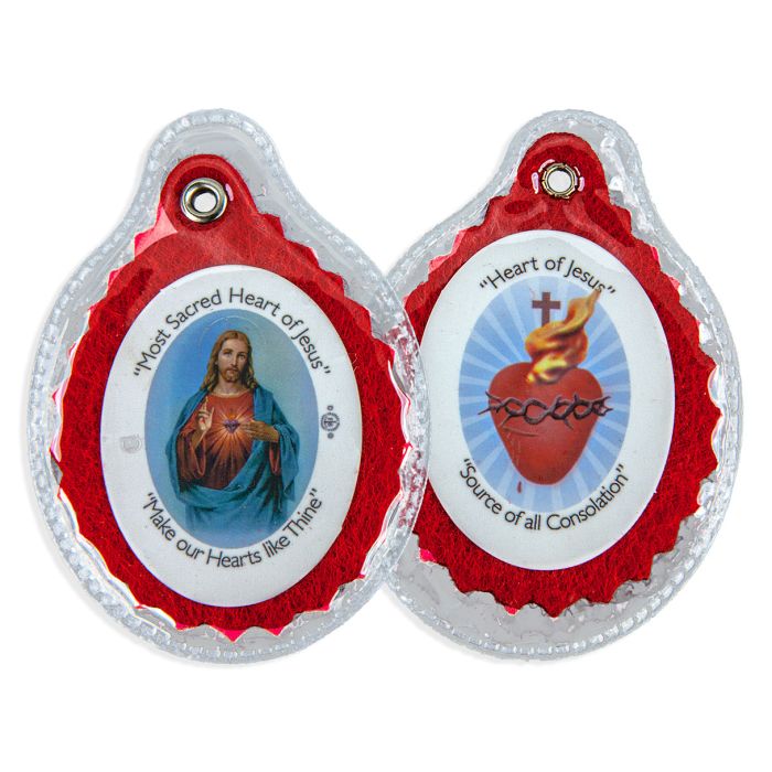 2 1/2" Sacred Heart Badge Sealed in Soft Plastic Sealed Case