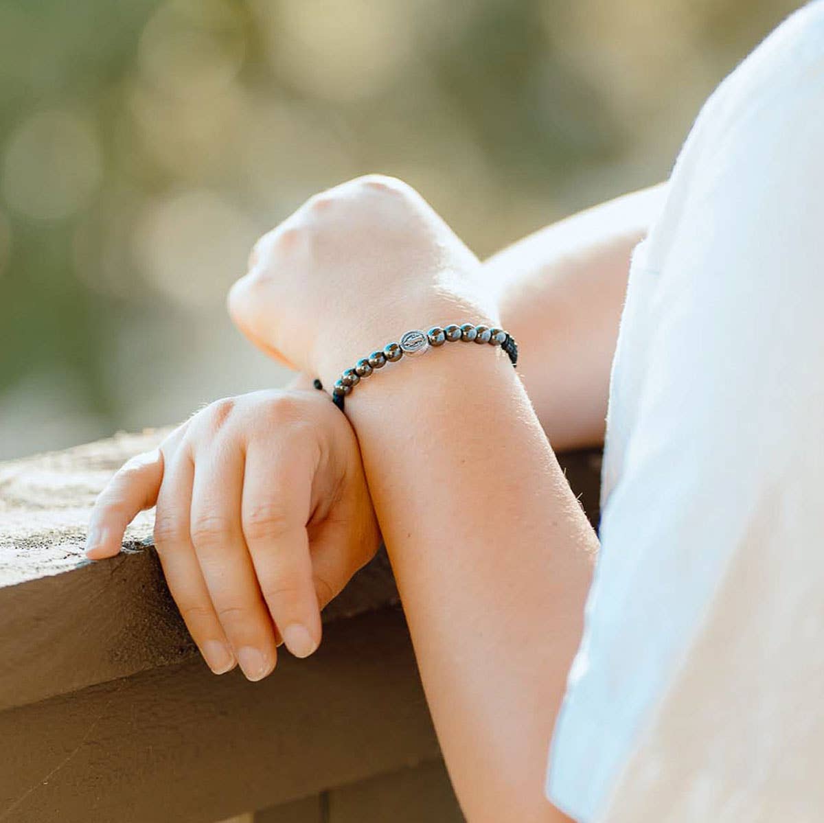 Wake Up and Pray Meditation Bracelet - Hematite