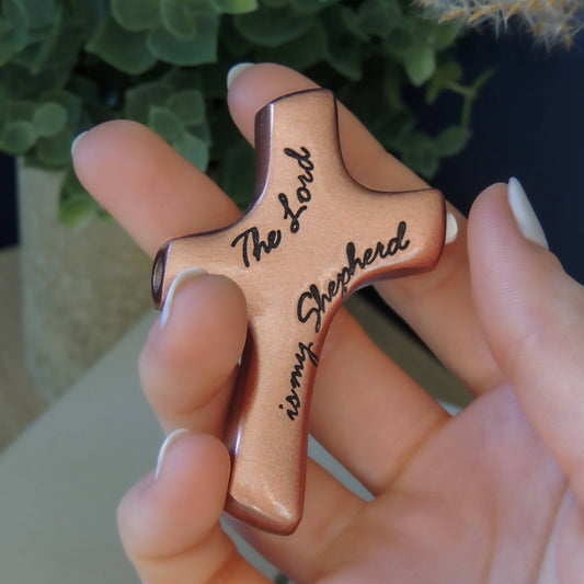 Lord Is My Shepherd  Copper Palm Cross
