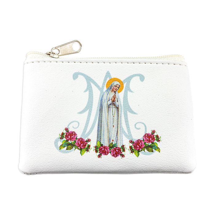 Our Lady of Fatima Leatherette Rosary Pouch