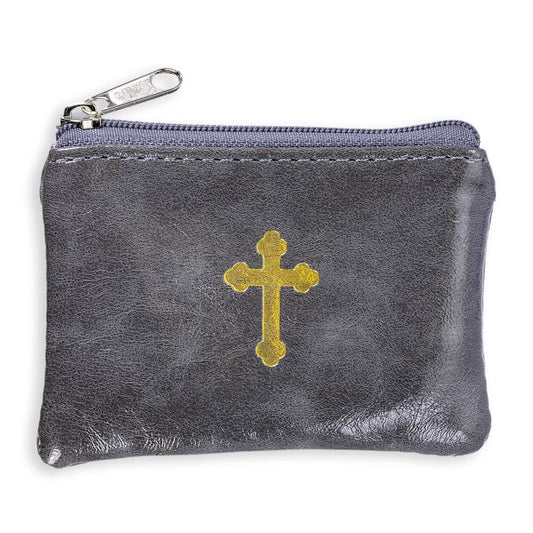 Pewter Marbled Patterned Rosary Pouch