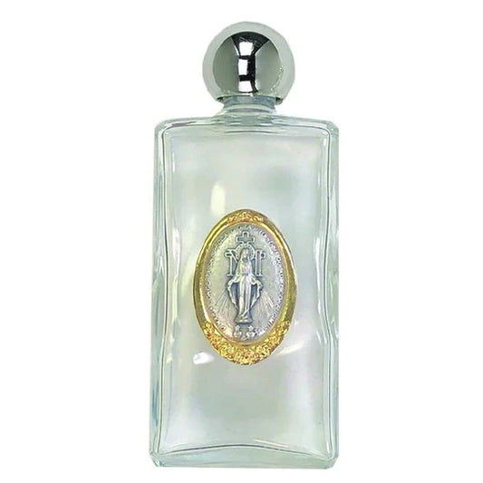 3.6 oz Miraculous Medal Glass Holy Water Bottle