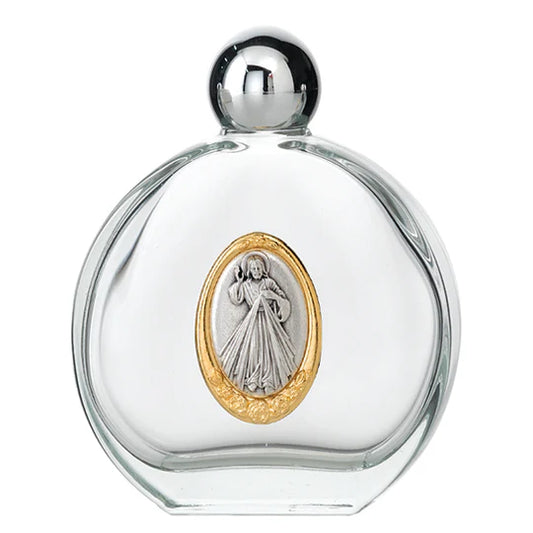 4 oz Divine Mercy Glass Holy Water Bottle