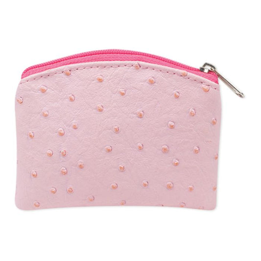 PINK OSTRICH ROSARY POUCH