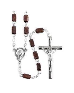 Brown Wood Bead Rosary