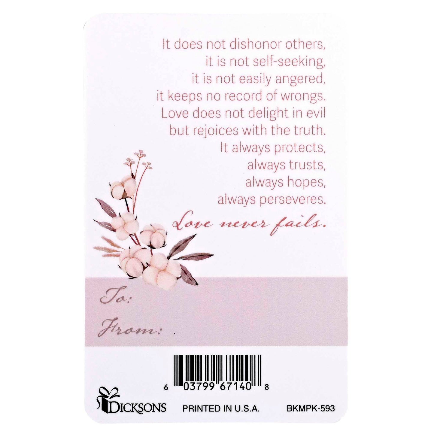 Pocketcard Love Is Patient Pink Floral