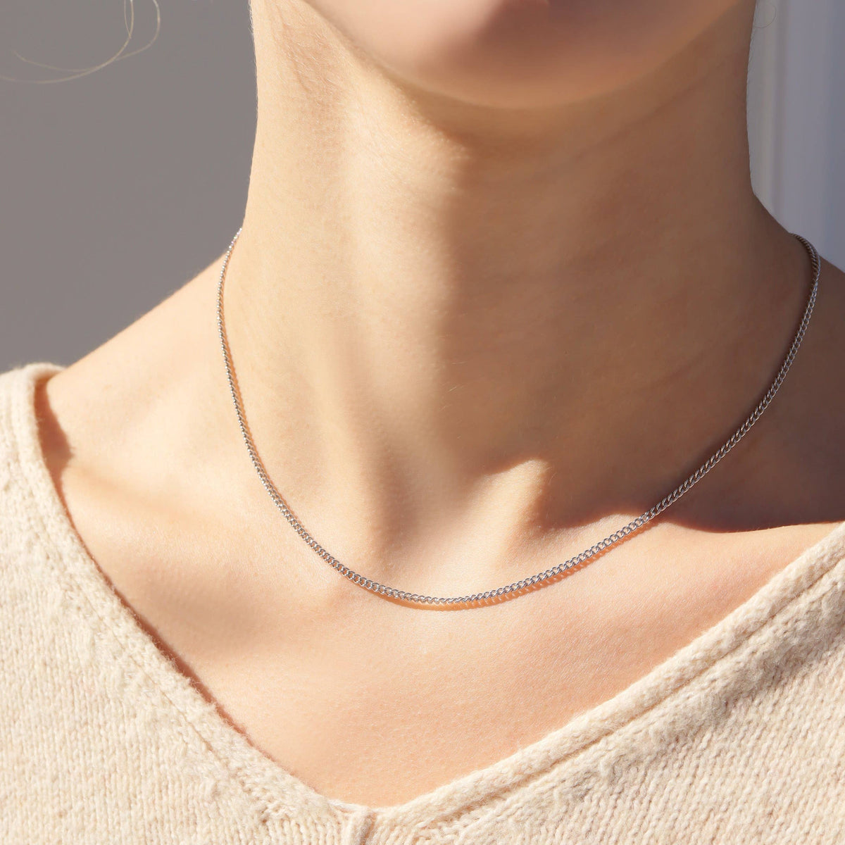 Stainless Steel Curb Chain Necklace