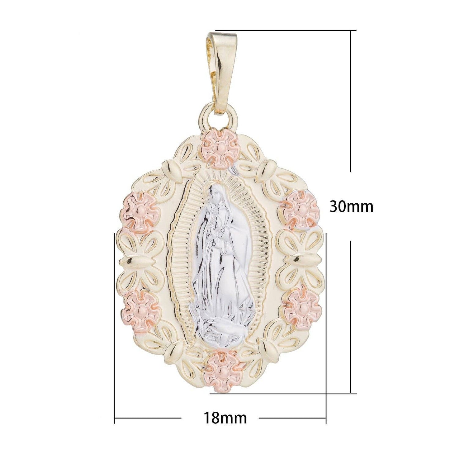 Copyright problem VA-0001355293! Mother Mary Pendant Gold Plated Necklace - Virgin Mary Vintage Pink Rose Pendant - Rose Gold Plated Pendant - Religious Pendant Charms H-205