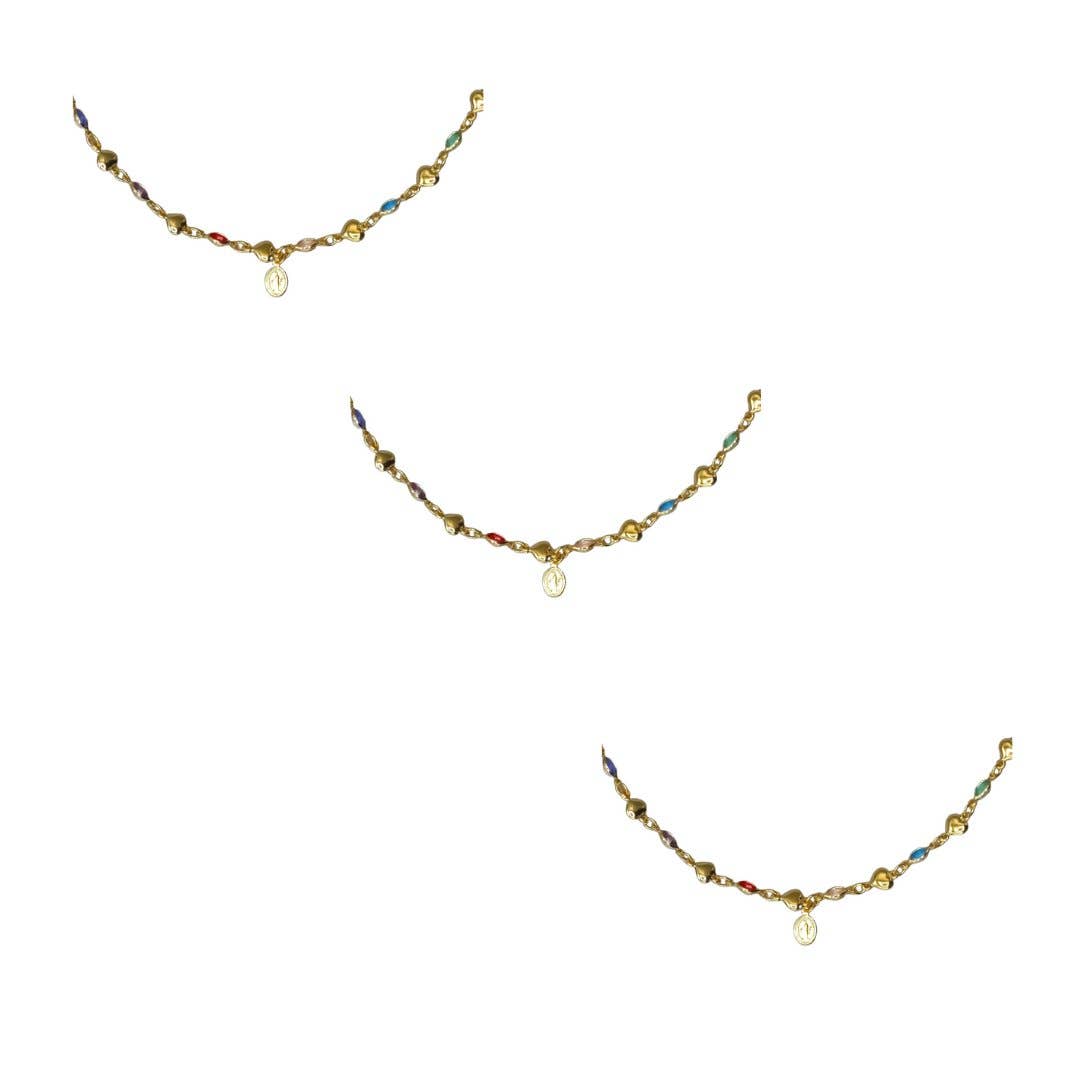 Gold-Plated Multicolor Zirconia Our Lady of Grace Necklace 16-inch