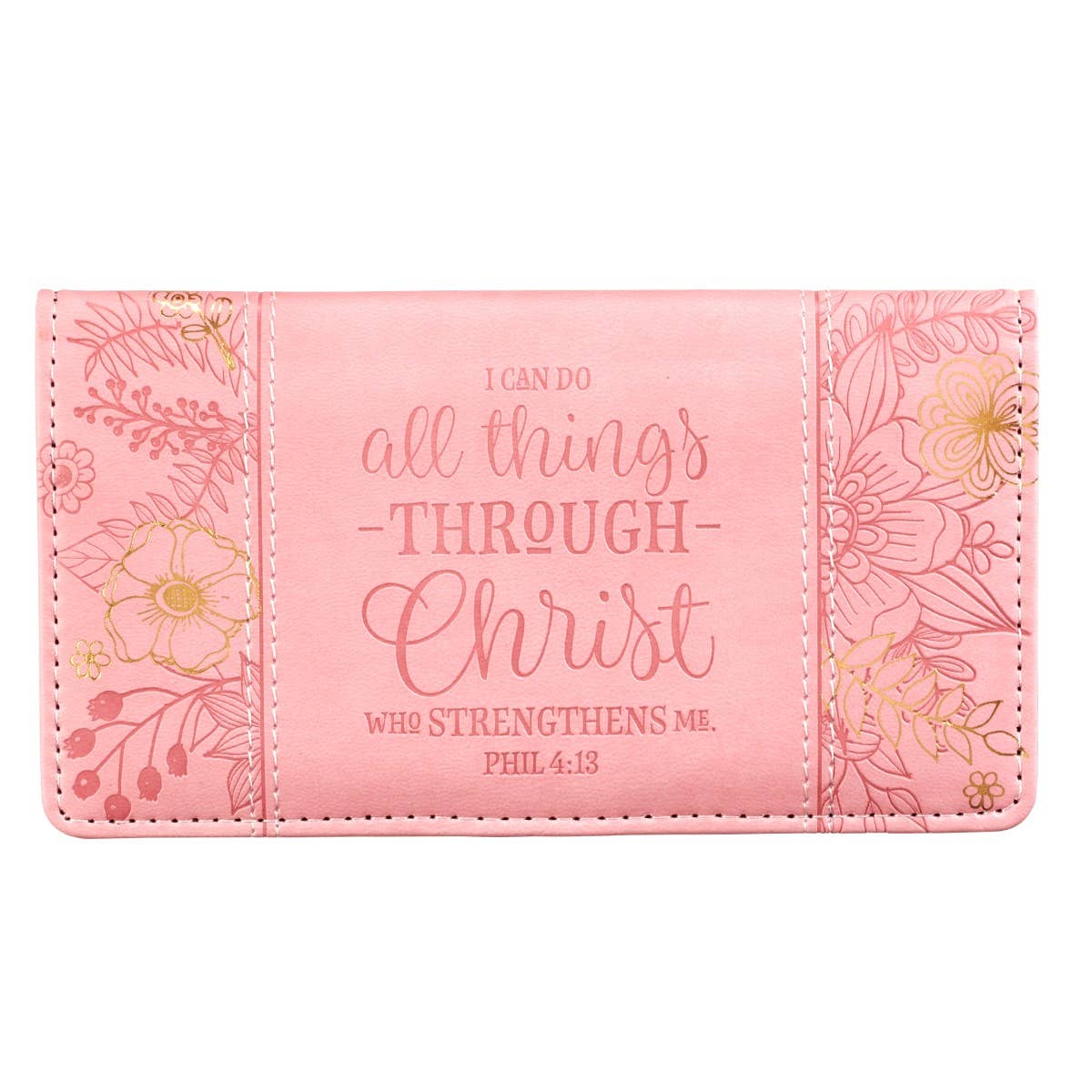 All Things Through Christ Checkbook Cover with Pink Floral S