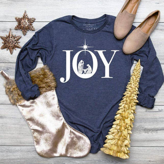 Joyous Nativity Long Sleeve Christmas Shirt