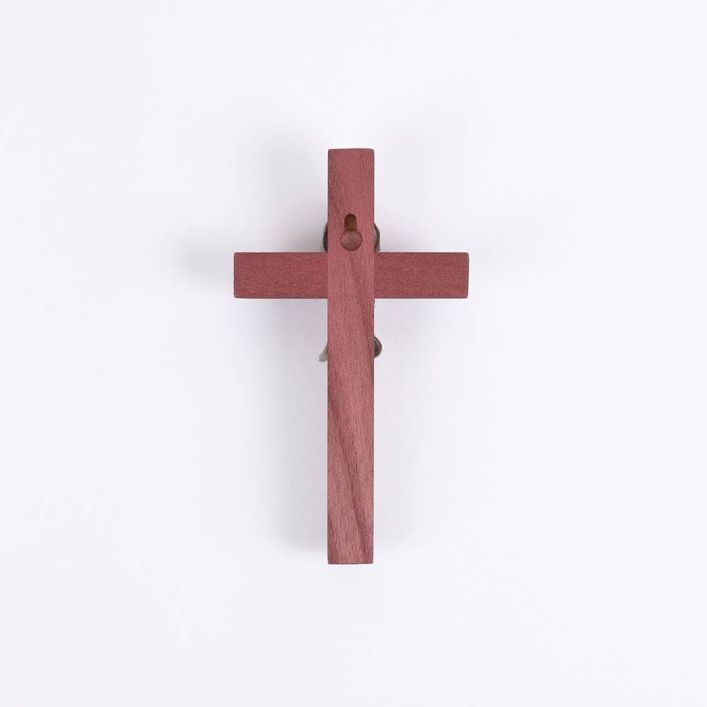 Wall Cross - Cherry Wood with Stainless Steel - Praying Girl