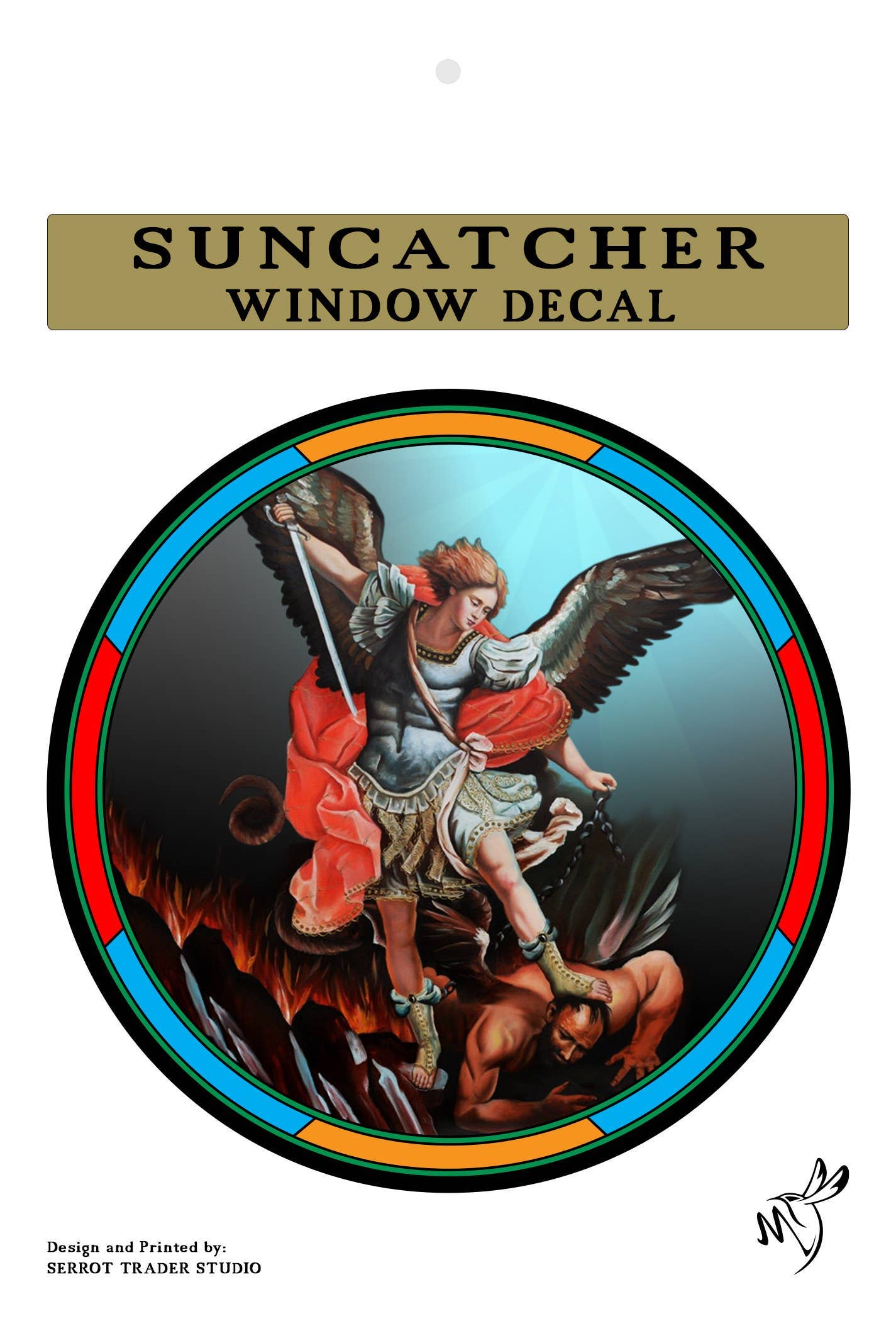 St. Michael The Archangel SUNCATCHER Window Sticker   4.25"