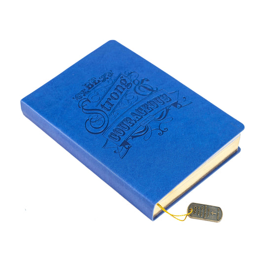 Dangle Journal : Leather Wrapped Navy Be Strong & Courageous