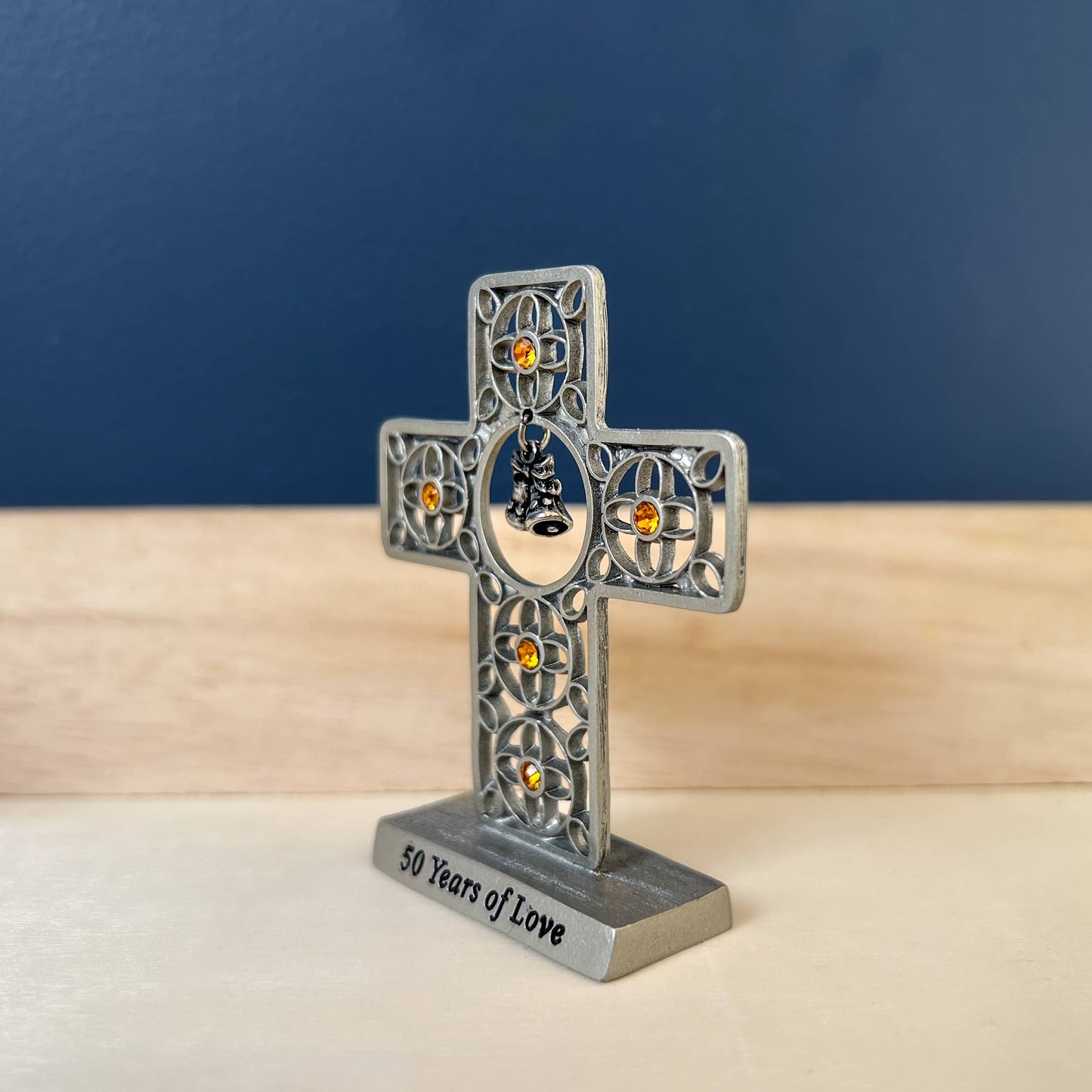 Antique Finish 50 year Anniversary Standing Mini Cross